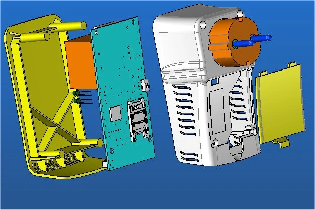 Разнесённая 3D-сборка устройства — вариант компоновки 2